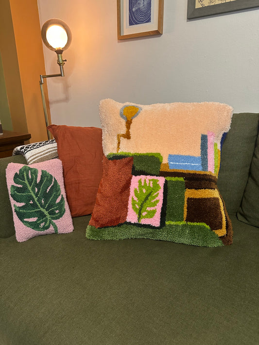 Tufted Throw Pillow Cover - Living Room Scene