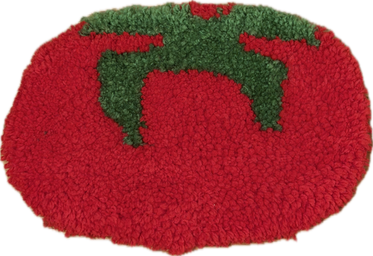 Tomato  Mug Rug | Tufted Wall Hanging | Handmade Fruit Accent Rug